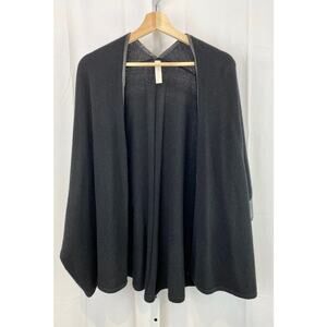 NORDSTROM Collection OS  Cashmere Open Cardigan Sweater Faux Leather Trim Black